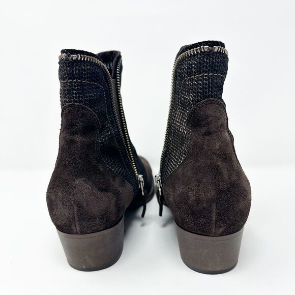 Sesto Meucci Womens Ankle Boots 39 Brown Suede Leather Woven Vero Cuoio Italy - Picture 3 of 16
